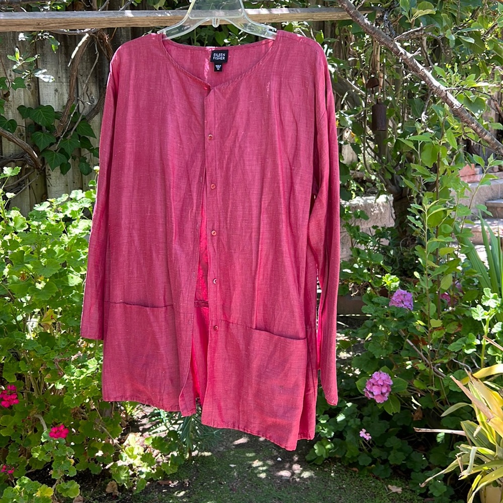 Eileen fisher linen silk pockets dusty rose top